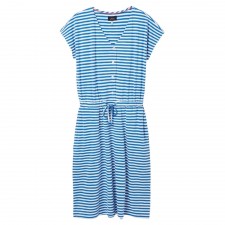 Joules Ladies Kylie Drawstring Waist Jersey Dress In Blue Stripe