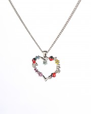 Lila Rhodium Plated Heart And Ladybird Pendant 
