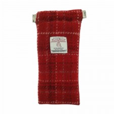 Harris Tweed Glasses Case In Red Check Tartan