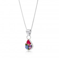 Shrieking Violet Mixed Flower Teardrop Pendant