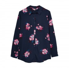 Joules Ladies Elvina Button Front Woven Shirt In Navy Floral UK 8