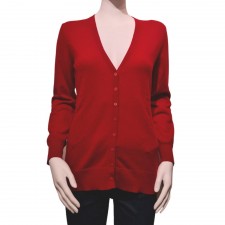 Gretna Green Ladies V-Neck Cardigan in Red UK S