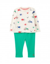 Joules Boy's Curtis Waffle Legging Set In White Farm - 6-9 Months