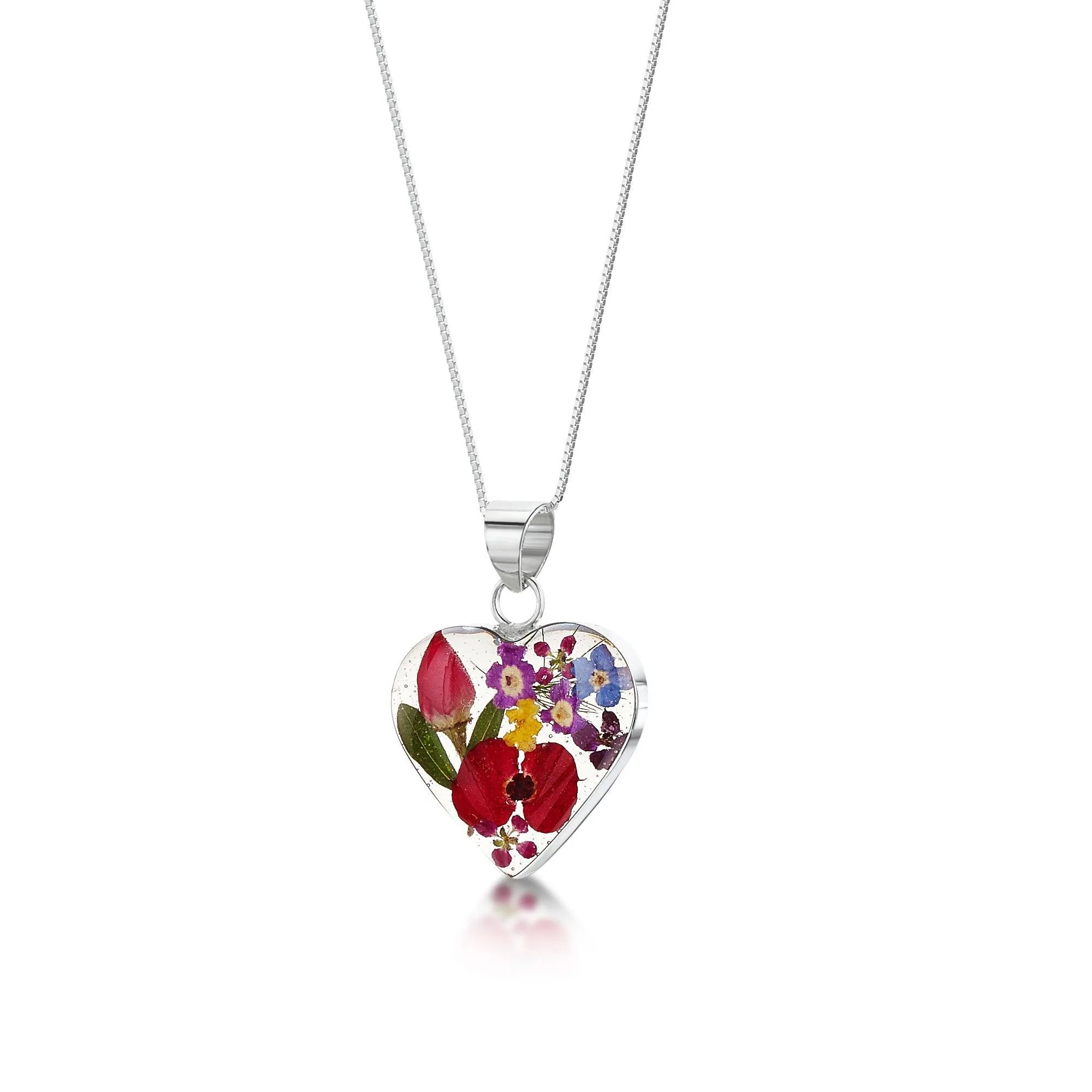 Shrieking Violet Mixed Flowers Heart Pendant