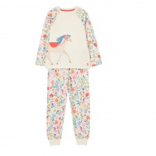 Joules Girl's Doze Days Pyjama Set in Horse Folk Floral
