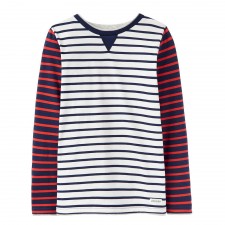 Joules Boys BUCKLEY Jersey Top In Creme Stripe 6 Years