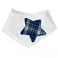 Cabbie Kids Star Bandana Bib in Blue Tartan