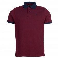 Barbour Mens Sports Polo Mix in Dark Red UK S