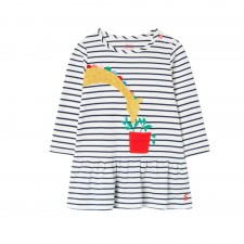 Joules Baby Dazzle Organic Cotton Dress in Blue Giraffe Stripe 3-6 Months