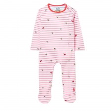 Joules Boy's Zippy Printed Babygrow in Pink Ladybird Stripe