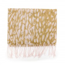 Lona Scott 100% Cashmere Printed Pashmina Scarf in Camel