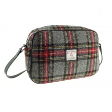 Harris Tweed 'Avon' Shoulder Bag in Grey and Red Tartan