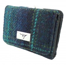 Harris Tweed Unst Small Purse in Turquoise Check