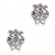 Hamilton & Young Mary Queen Of Scots Silver Twin Heart Stud Earrings
