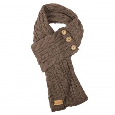 Aran Cable Button Scarf in Mushroom