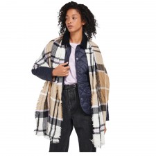 Barbour Faith Tartan Wrap in Trench & Navy