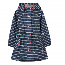 Joules Girls Go lightly Packaway Jacket in Navy Coastal Ditsy