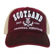 Scotland Embroidered 3D Mesh Cap In Maroon