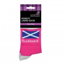 Thistle Products Ladies Pink Scotland Socks 4-7