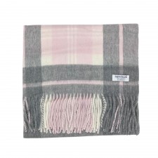 Lona Scott 100% Cashmere Stole in Pink Grey Check