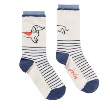 Joules Excellent Everyday Socks in Cream and Blue Stripe UK 4-8