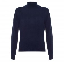 Lona Scott Ladies Roll Neck Cashmere Jumper in Oxford Blue 
