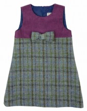 Harris Tweed Girls Tweed Pinafore with Bow