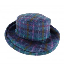 Harris Tweed Ladies Cloche Hat in Purple Check