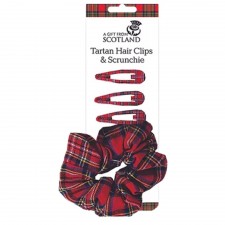 Red Tartan Hair Clips & Scrunchie Set