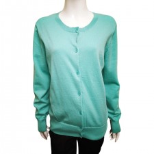 Text Ladies Crew Neck Pool Blue Cardigan UK L