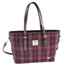 Harris Tweed 'Spey' Large Tote Bag in Purple Check