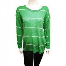 Hepburn Ladies Curve Back Stripe Jumper in Emerald Green