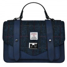 Islander Medium Satchel with Harris Tweed in Navy Over-Check