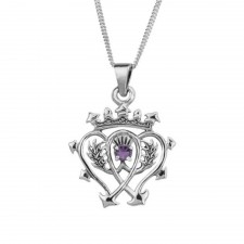 Hamilton & Young Scottish Luckenbooth Silver Pendant With Amethyst