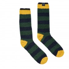 Joules Fluffy Socks in Green Blue Stripe UK 7-12