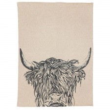 The Linen Table Highland Cow Linen Tea Towel