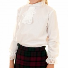 Girls White Jabot Blouse 1 Year