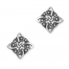 Hamilton & Young Silver Celtic Knot Earrings With Marcasite