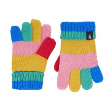 Joules Girls Hedly Colour Block Gloves In Multi Stripe