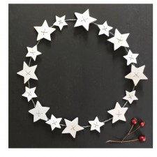 East of India Large White Wooden Star Wreath