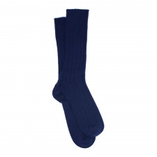Gretna Green Mens Navy Ribbed Cashmere Socks