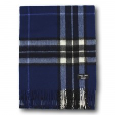 Gretna Green Wide Cashmere Scarf in Navy Thompson Tartan