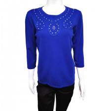 Casamia Ladies 3/4 Sleeve Sapphire Swirl Jumper UK S