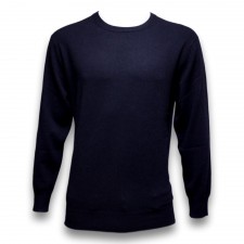 Heritage 100% Cashmere Mens Crew Jumper in Oxford Blue UK M