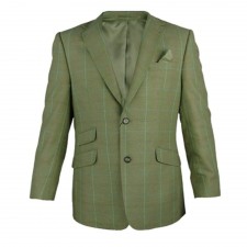 Carabou Mens Wool Blend Tweed Checked Blazer Sports Jacket In Green