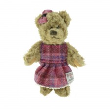 Harris Tweed Teddy Bear with Pink Check Tartan Dress