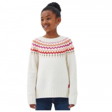 Barbour Girls Harper Fairisle Jumper in Cream