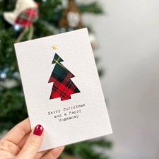 Hiya Pal Handmade Tartan Christmas Tree Card