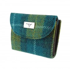 Harris Tweed 'Jura' Purse in Sea Blue And Green Check