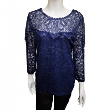 Casamia Ladies 3/4 Sleeve Blue Lined Top 